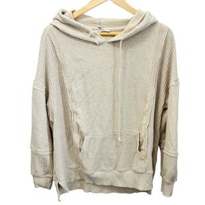 Time and Tru Womens Beige Waffle Knit Hoodie Sweatshirt Size XXL